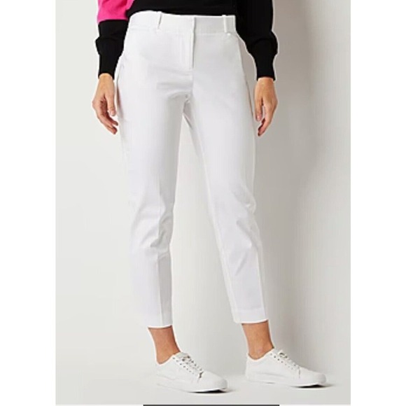 Liz Claiborne Pants - NEW Liz Claiborne Emma Ankle Pants Women's Plus 18 White Stretch Fabric Mid Rise